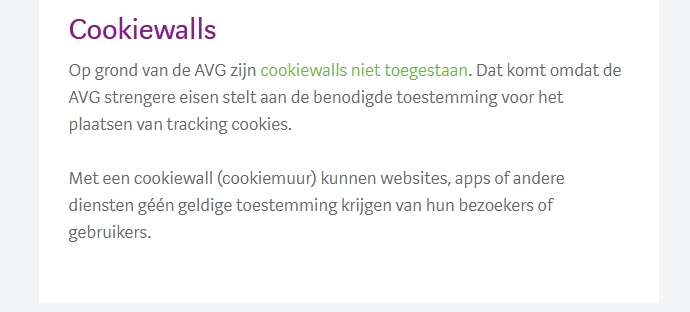 Cookiewall verboden